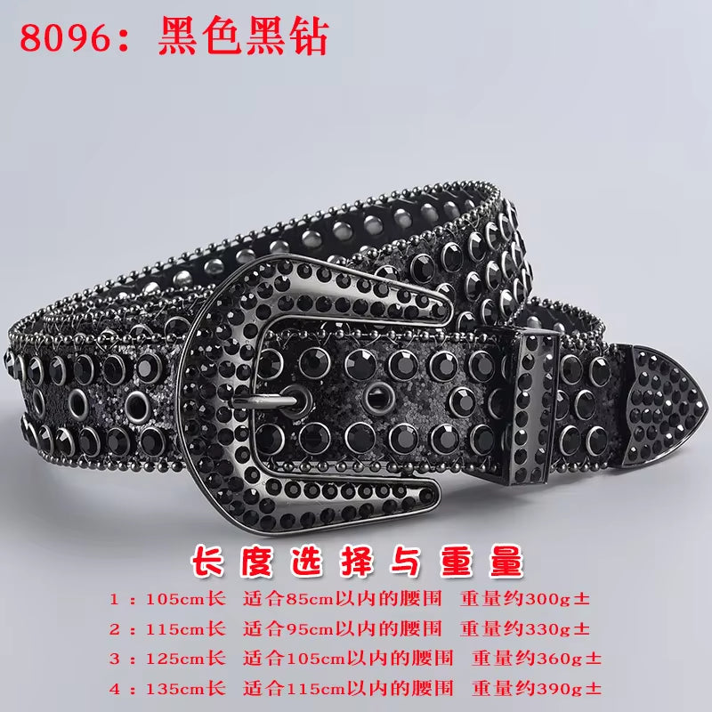 New Rhinestone Luxury Belt Women Y2K Style Western Exaggerated Jeans Fashion Accessories Punk High Quality Alloy Buckle BB Belt