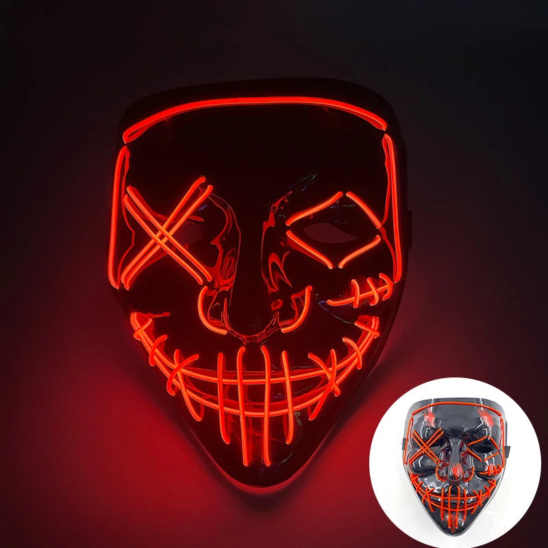 New Design Wireless Type Halloween LED Purge Mask Convenient Headwear Costume Mask Neon Light Flashing for Carnival Halloween